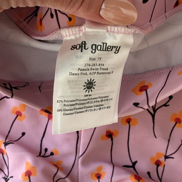 Soft Gallery Pink Floral Kids Swim Trunks - Picture 2 of 2